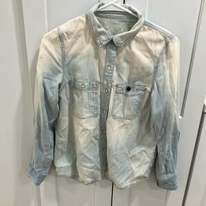 Madewell Women’s Blue White Chambray Cotton Homestead Button Down Shirt Top